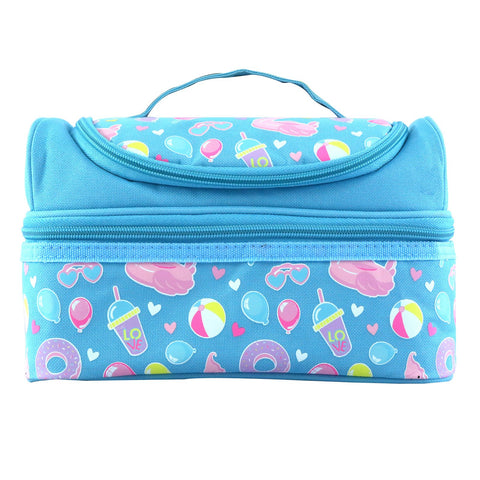 Image of Smily Dual Slot Lunch Bag Swan Theme Light Blue