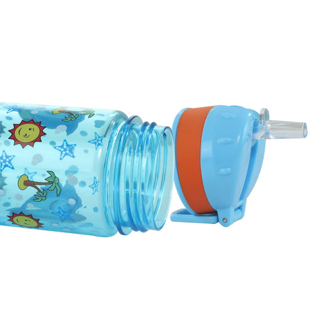 Smily Kiddos Straight Water Bottle With Flip Top Nozzle Happy Shark