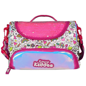 Double Compartment Holographic Lunch Bag Party Theme Pink