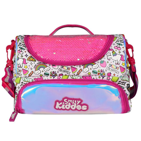 Image of Double Compartment Holographic Lunch Bag Party Theme Pink