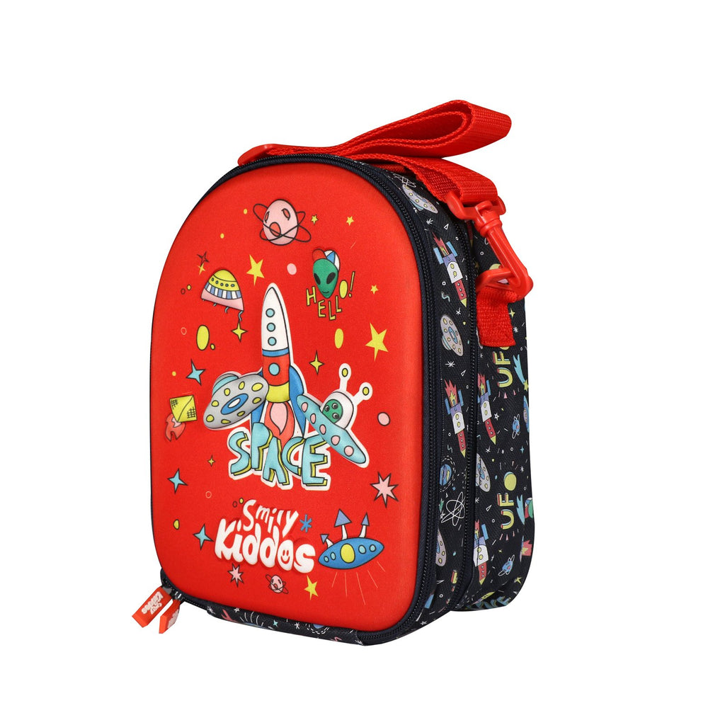 Kids Hardtop Lunch Bag Space Theme Red & Black