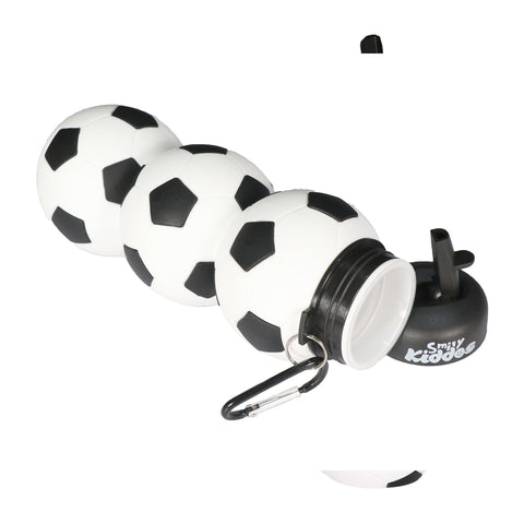 Image of Silicone Football Water Bottle Black & White