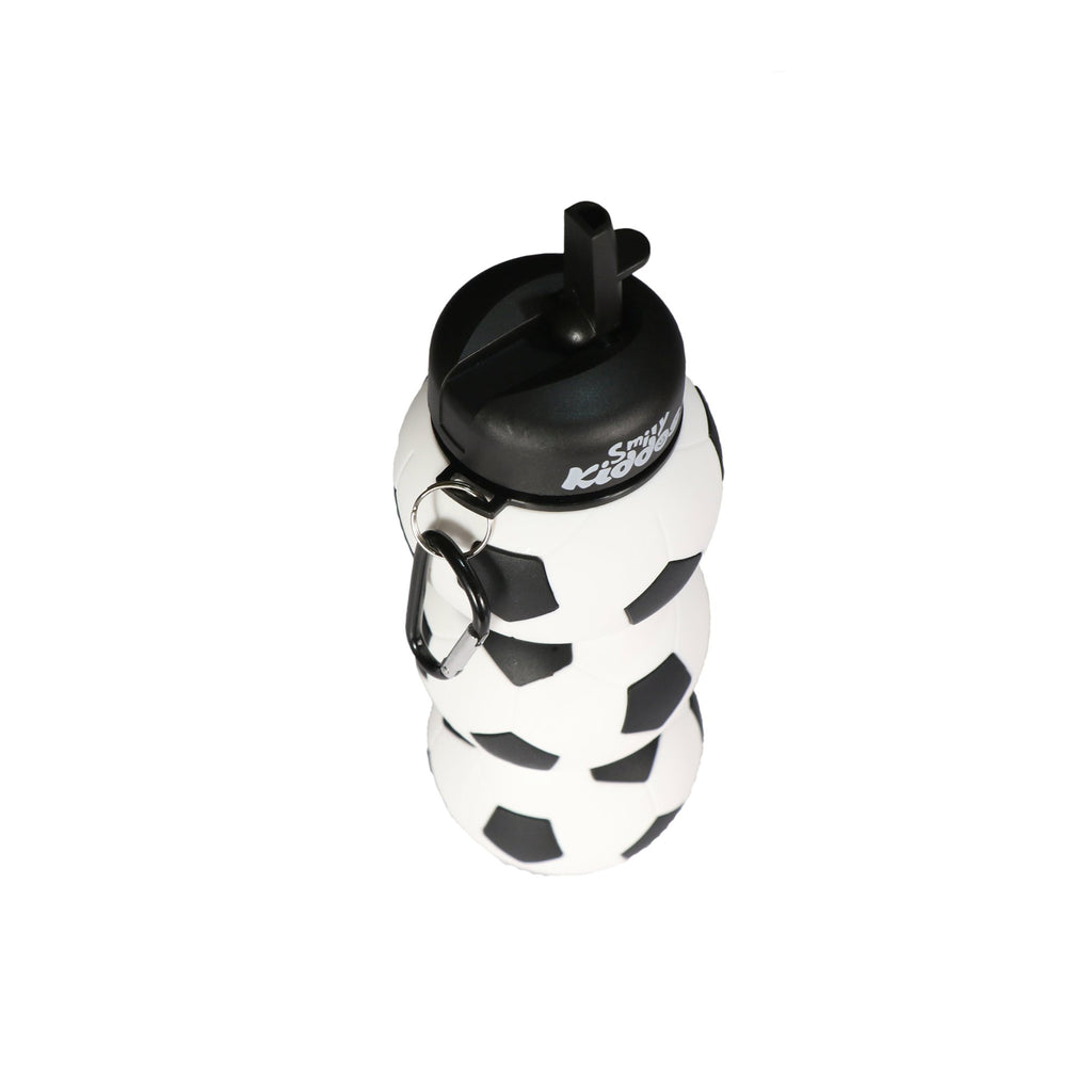 Silicone Football Water Bottle Black & White