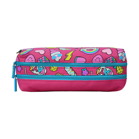 Image of Smily Twin Zipper Pencil Pouch Pink