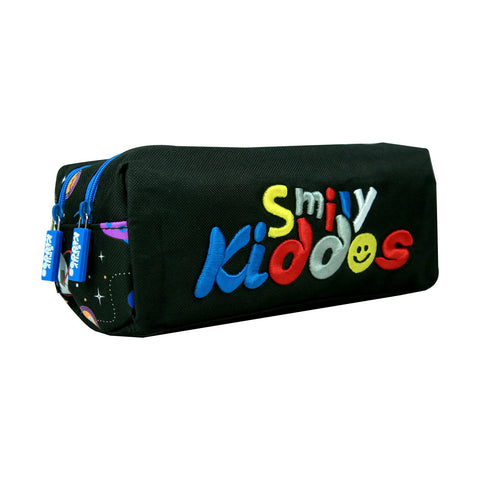 Image of Smily Twin Zipper Pencil Pouch Black
