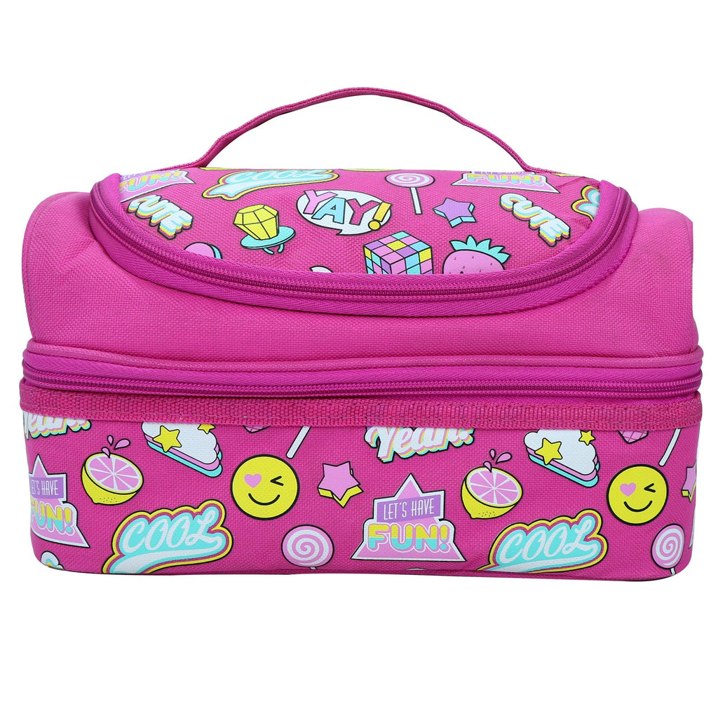 Smily Dual Slot Lunch Bag Fun Theme Pink