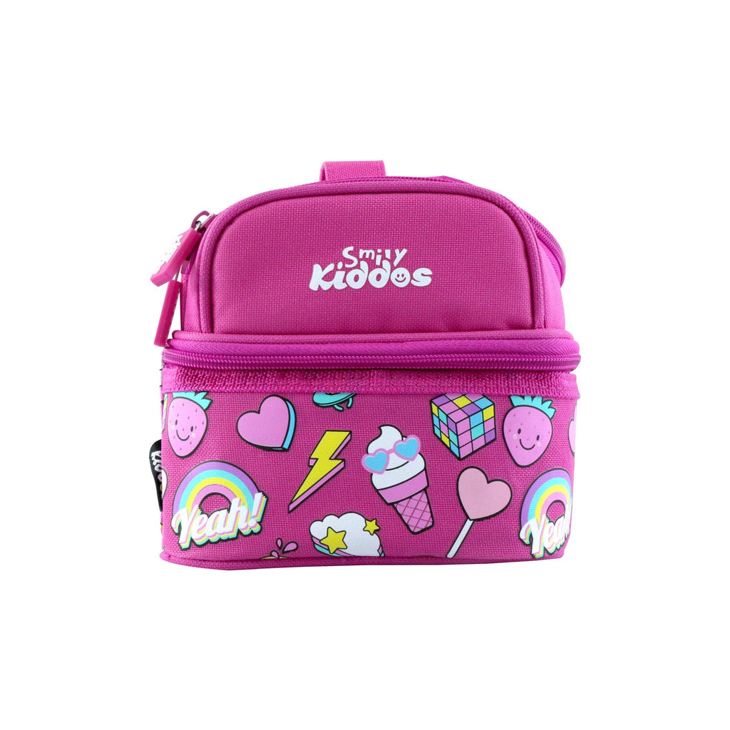Smily Dual Slot Lunch Bag Fun Theme Pink