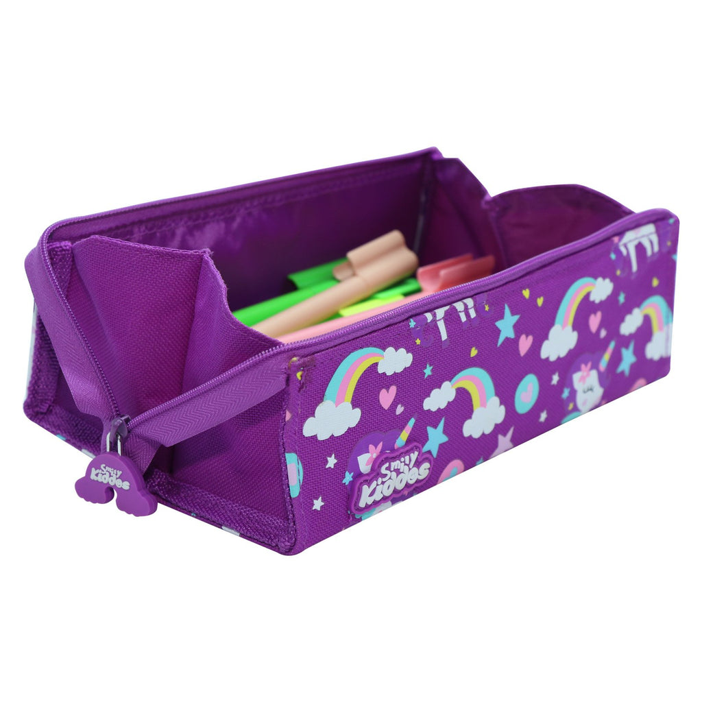 Smily Tray Pencil Case Rainbow Unicorn Theme Purple