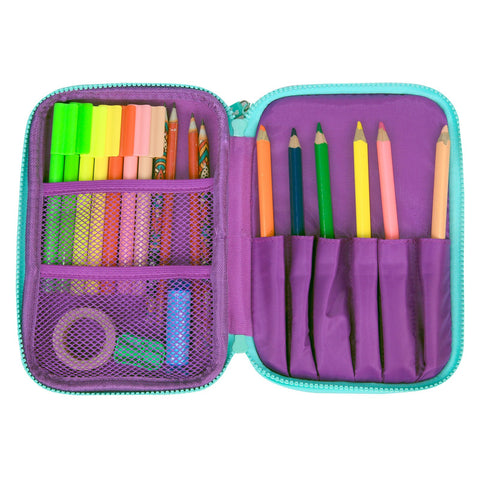 Fancy Double Compartment Pencil Case Purple