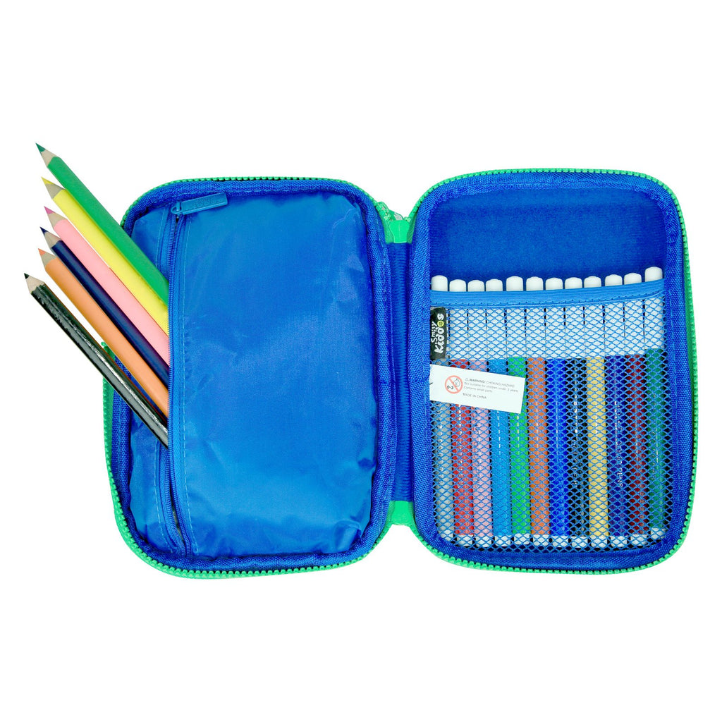 Fancy Double Compartment Pencil Case Blue
