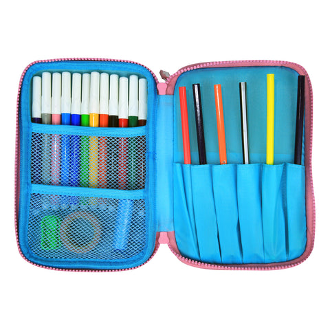 Fancy Double Compartment Pencil Case Light Blue