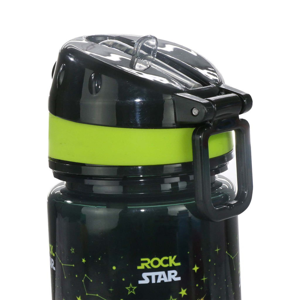 Smily Kiddos Straight Water Bottle With Flip Top Nozzle Rockstar