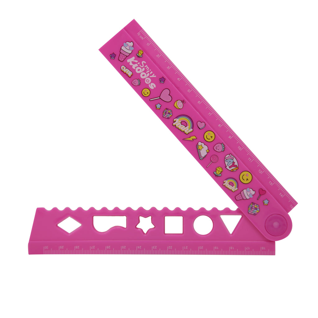 Smily Fold Up Ruler Pink