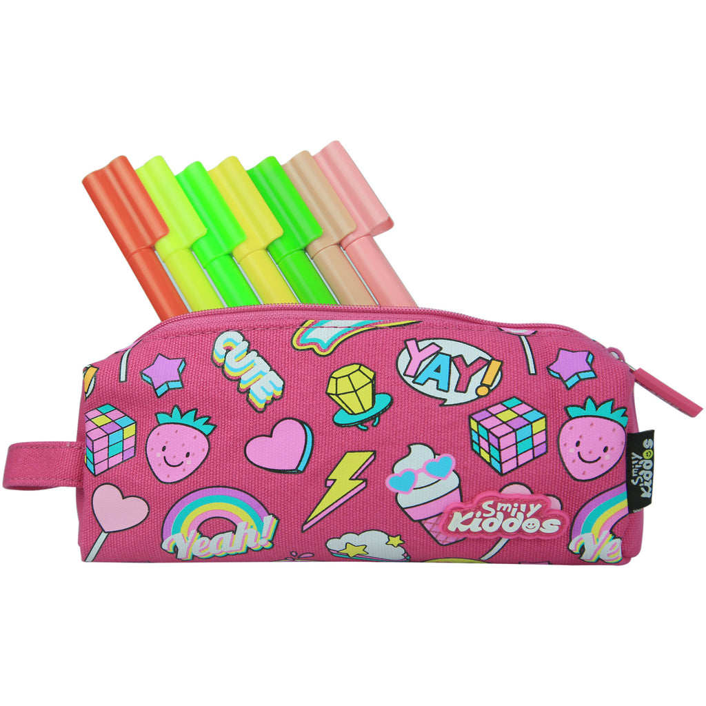 Smily Pencil Pouch Pink
